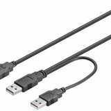 Cablu USB 2.0 2x A tata - A mama negru 0.3m