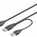 Cablu USB 2.0 2x A tata - A mama negru 0.3m